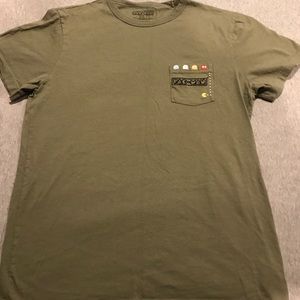 American Eagle Pac-Man pocket t shirt olive size m
